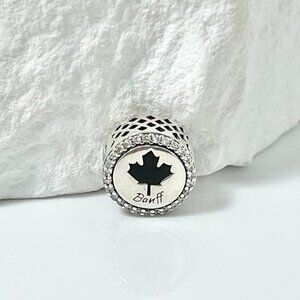 Pandora Banff Black Maple Leaf Eh! Bead Charm S925 Silver Charm